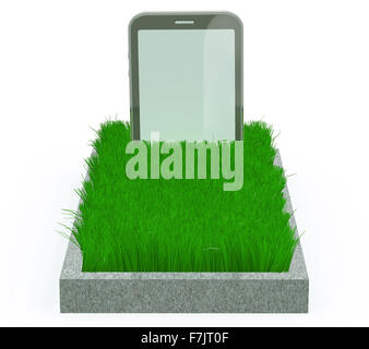 smart phone as a gravestone, 3d illustration Stock Photo