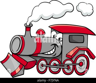 Cartoon Illustration of Steam Engine Locomotive Transport Character Stock Vector