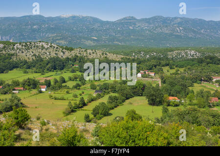 Montenegro. Rural landscape between Bogetici and Niksic.  Farms, farming. Stock Photo