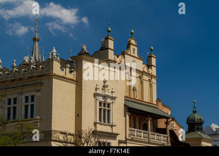 Sukiennice building in Krakow in strange perspective, Poland Stock ...