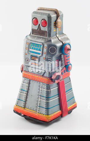 Vintage 1960's Toy tin crank windup Atom Robot by KO of Japan. Stock Photo