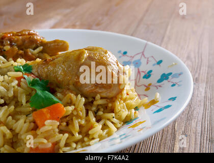 Chicken Machboos - Bahraini Spiced Chicken and Rice.,Arabic cuisine Stock Photo