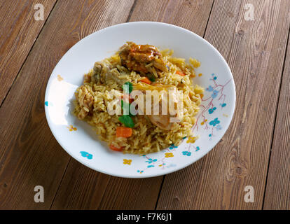 Chicken Machboos - Bahraini Spiced Chicken and Rice.,Arabic cuisine Stock Photo