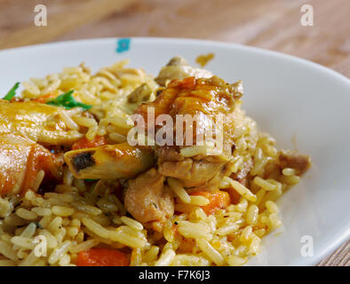 Chicken Machboos - Bahraini Spiced Chicken and Rice.,Arabic cuisine Stock Photo