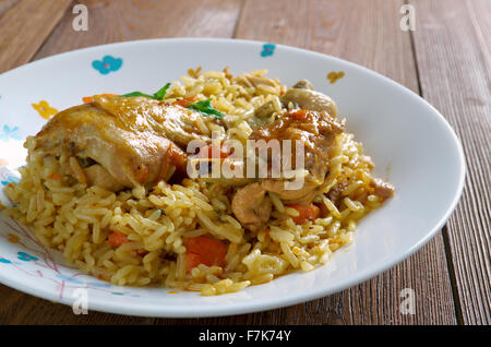 Chicken Machboos - Bahraini Spiced Chicken and Rice.,Arabic cuisine Stock Photo