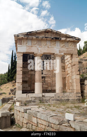 Treasure of the Athenians at Delphi oracle archaeological site in Greece Stock Photo