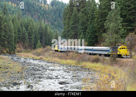 Eagle Cap Excursion Train in the Grande Ronde River Canyon in Northeast Oregon. Stock Photo