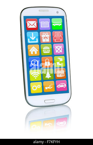 Smart phone or mobile with application apps app for internet Stock Photo