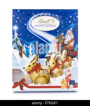 Lindt Advent Calendar on a White Background Stock Photo