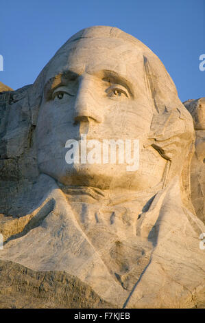 Close-up of President George Washington at Mount Rushmore National Memorial, South Dakota Stock Photo