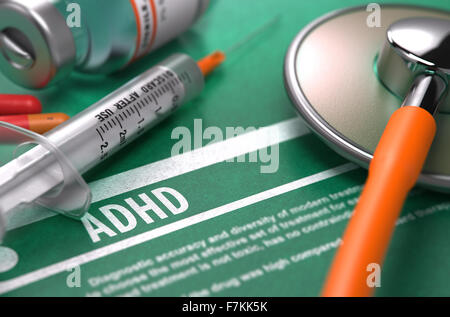 Diagnosis - ADHD. Medical Concept. Stock Photo