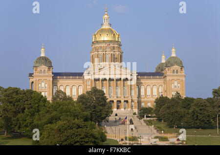 Golden dome of Iowa State Capital building, Des Moines, Iowa Stock Photo