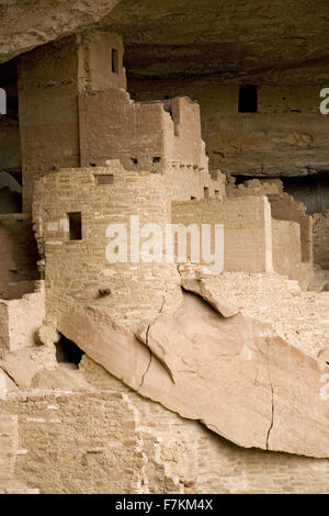 Cliff Palace cliff dwelling Indian ruin, the largest in North America, Mesa Verde National Park, Southwestern Colorado Stock Photo