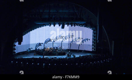 Night rock concert with colorful lighting at Hollywood Bowl featuring Genesis with Phil Collins, Los Angeles, California, October 13, 2007 Stock Photo