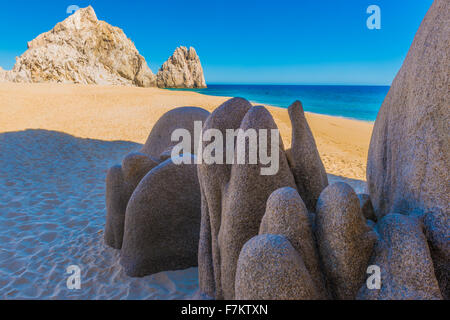 Granite forms at Divorce Beach, Baja California, Mexico, Land's End, Tip of Baja Pennisula at Cabo San Lucas Stock Photo