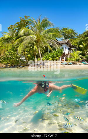 Thailand beach - snorkeling in the tropical sea, Ko Samet Island, Thailand