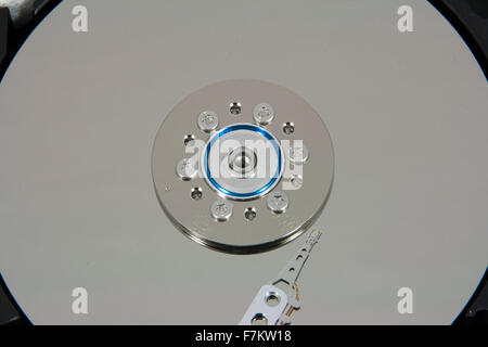 Close up of hard disk drive inside Stock Photo