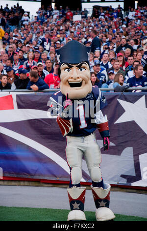 New England Patriots mascot Pat Patriot runs across the field before an