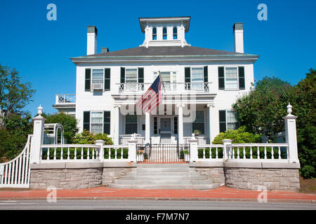 Maine Governors Mansion with US Flag, Augusta, Maine, the state capital of Maine Stock Photo