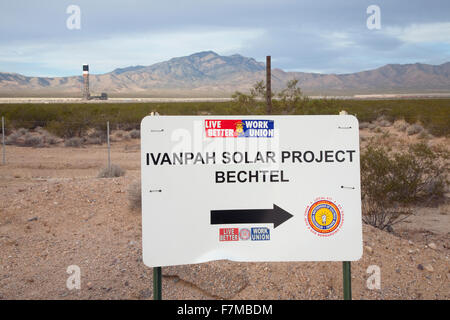 Solar Thermal Tower is seen at Ivanpah Solar Project Bechtel, Mojave Desert, California near Nevada border