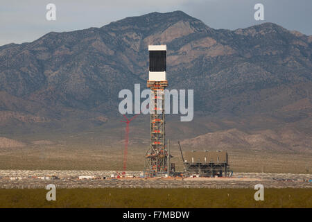 Solar Thermal Tower is seen at Ivanpah Solar Project Bechtel, Mojave Desert, California near Nevada border