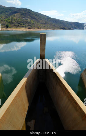 View from the Maguga Dam. Maguga Dam is a dam on the Komati River in Hhohho, Swaziland. It is 115 metres high and is located 11 Stock Photo