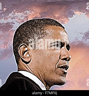 President Barack Obama composite portrait taken in October, 2008 during 2008 Presidential Campaign, Virginia Beach, Virginia Stock Photo