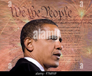 President Barack Obama composite portrait taken in October, 2008 during 2008 Presidential Campaign, Virginia Beach, Virginia Stock Photo