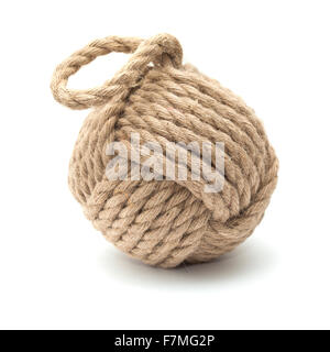 Monkey fist ornamental knot isolated on white background Stock Photo