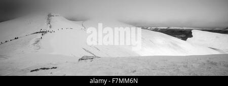 Beautful landscape across Brecon Beacons in Winter Stock Photo