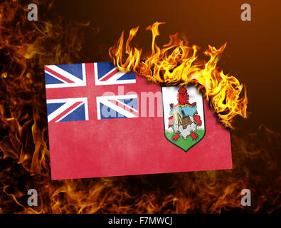 Flag burning - concept of war or crisis - Bermuda Stock Photo