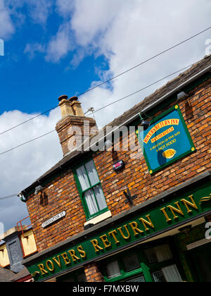 The Rovers Return Inn a pub on the set of Coronation Street a long running soap opera made by ITV in Manchester England UK Stock Photo