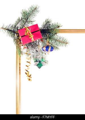 New-year borders with fir-tree on white background Stock Photo