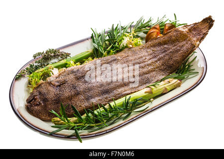 Fish Dover sole roasted Stock Photo