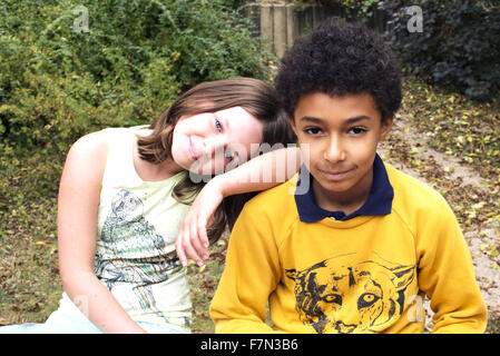 Young friends together outdoors, portrait Stock Photo