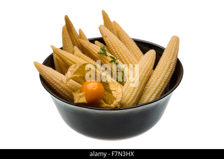 Baby corn with thyme Stock Photo