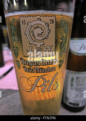 Oktoberfest in Munich,Baveria,Germany,Augustiner Brau,Pils,beer glass Stock Photo