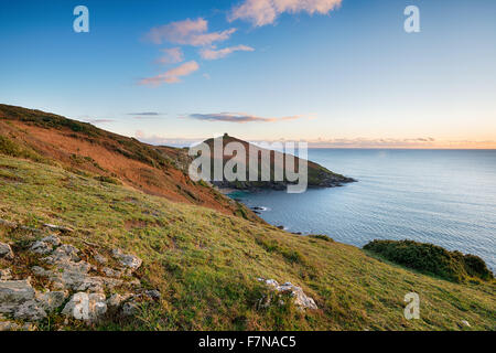 Sunset over Rame Head on the south east coast of Cornwall Stock Photo ...