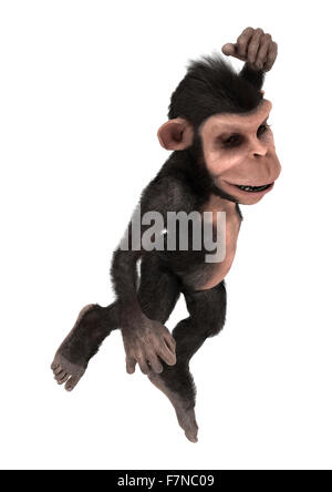 3D digital render of a little chimpanzee monkey isolated on white background Stock Photo