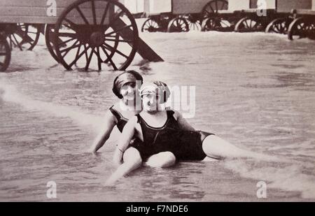 Bathing in Ostend, belgium 1914 Stock Photo