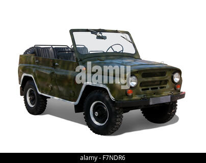 Vintage offroad military  car. Isolated on white background Stock Photo