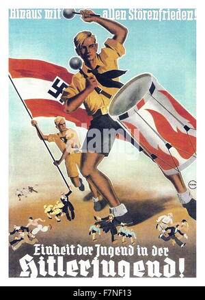 Colour Hitler Youth poster from the Second World War. Dated 1936 Stock Photo