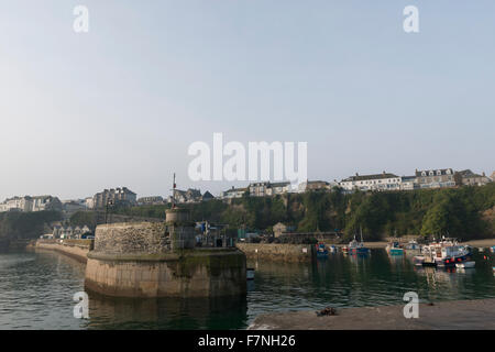 Early morning just after sunrise at Newquay, Harbour, Cornwall, UK on an october day. Stock Photo