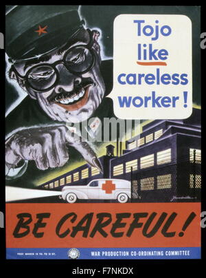 World war two: American anti-Japanese propaganda poster depicting General Tojo Stock Photo