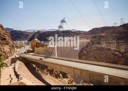 View on Hoover Dam in the desert of Nevada Stock Photo