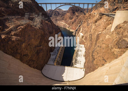 View on Hoover Dam in the desert of Nevada Stock Photo