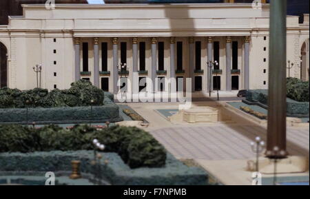 1941 model of the proposed Birmingham Civic Centre, designed by William Haywood. This grand civic centre was proposed for Birmingham, England. Only the Hall of Memory and part of Baskerville House were built. In 1926, the city council organised an open competition for the new layout of the Civic Centre. approved in 1936 and construction began in 1938. Stock Photo