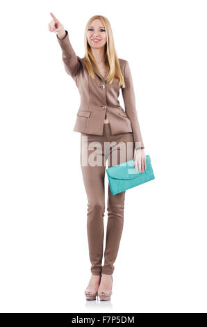 Beautiful businesslady in elegant suit isolated on white Stock Photo ...