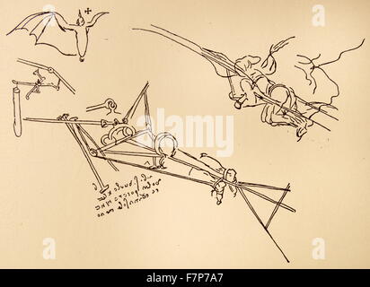 Leonardo da Vinci's (1452-1519) sketch for an Ornithopter Stock Photo