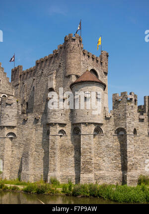 GHENT, BELGIUM - The Gravensteen, a castle originating from the Middle Ages. Stock Photo